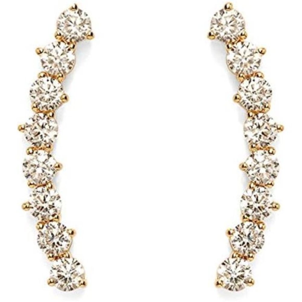 14k Gold Plated Cubic Zirconia Ear Crawler Earrings
